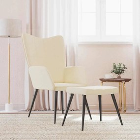 vidaXL Cadeira de descanso com banco tecido cor creme