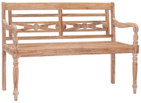 Banco Batávia 120 cm madeira de teca maciça branco lavado
