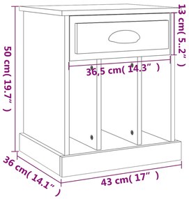 Mesa de cabeceira 43x36x50 cm cor carvalho castanho