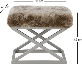 Pouffe Capraz – Prateado e Castanho – 50 cm x 42 cm x 40 cm