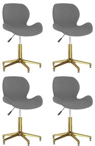 vidaXL Cadeiras de jantar giratórias 4 pcs veludo cinzento-escuro