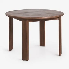 Mesa De Jantar Redonda Ø110 Cm Em Madeira De Acácia Uleno Castanho-acácia Escuro - Sklum