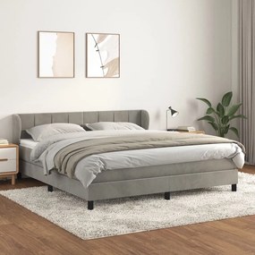 vidaXL Cama com molas/colchão 160x200 cm veludo cinzento-claro