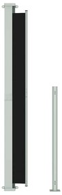 Toldo lateral retrátil para pátio 200x300 cm preto