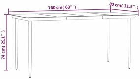 5 pcs conjunto de jantar p/ jardim com almofadões vime PE bege