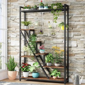 Tribesigns Flower Stand 7 Estado grande prateleira de plantas com ganchos de 5 s