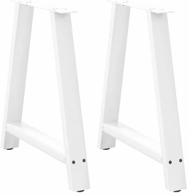 Pés para mesa de jantar em formato A, 2 peças, branco, 70x(72-73) cm,