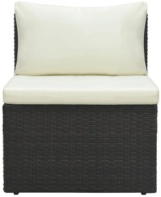 4 pcs conjunto lounge jardim c/ almofadões vime PE castanho