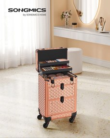 Mala de cosméticos trolley estojo de cabeleireiro 34 x 24 x 56 cm champanhe dourado