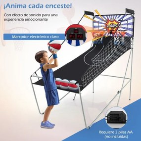 Máquina de basquetebol dobrável com Contador eletrónico e 8 jogos diferentes Azul e Branco