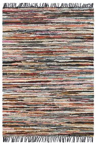 vidaXL Tapete chindi tecido à mão couro 160x230 cm multicor
