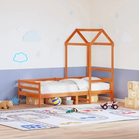 Telhado cama infantil 108x70x176,5 cm pinho maciço castanho-mel