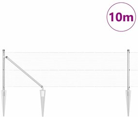 Cerca de Arame Soldado com 7 Postes de Pino 0.6x10 m Aço Galvanizado