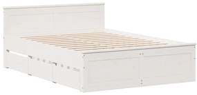 Cama sem colchão com cabeceira 150x200 cm pinho maciço branco
