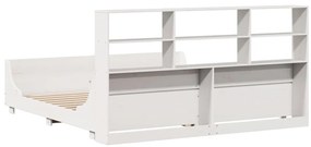 Cama com estante sem colchão 180x200 cm madeira maciça branco