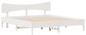 Cama sem colchão 160x200 cm madeira de pinho maciça branco