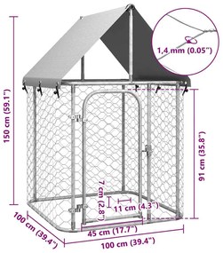 Canil de exterior com telhado 100x100x150 cm