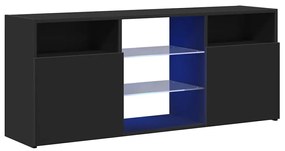 Móvel de TV com luzes LED 120x30x50 cm preto