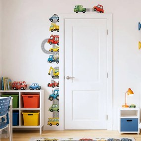 Autocolantes de parede à volta das portas - Estradas e carros coloridos