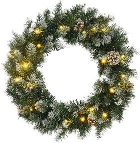vidaXL Grinalda de Natal com luzes LED 60 cm PVC verde