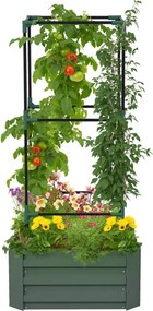 Floreira Grande com Treliça 61x61x140 cm  e Base Aberta para Plantas Trepadoras Verde