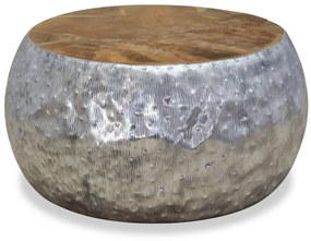 Mesa de centro em teca e alumínio 60x60x30 cm