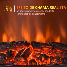Lareira Elétrica 900W/1800W com Temperatura Ajustável e Proteção Sobreaquecimento para 20-25 ㎡ 39x26x54,8 cm Branco