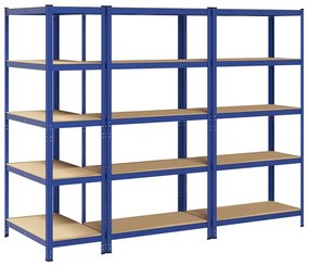 Prateleiras de armazenamento de 5 camadas 3 pcs aço azul