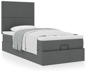 Estrutura cama otomana colchão 90x190 cm tecido cinzento escuro