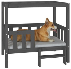 Cama para cães 95,5x73,5x90 cm madeira de pinho maciça cinza