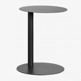 Mesa De Apoio Redonda Ø40 Cm Em Aço Yannik Cinza Granito - Sklum