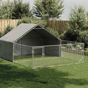 Canil exterior para cães com corredor 5x3x1,9 m aço galvanizado