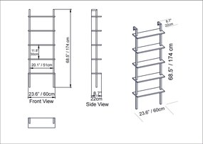 Estante Piante – Preto – 60 cm x 174 cm x 22 cm