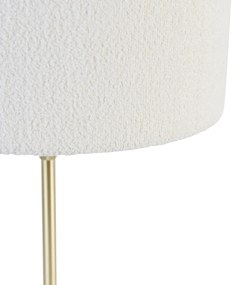Candeeiro de mesa dourado regulável com abajur boucle branco 35 cm - Parte Design
