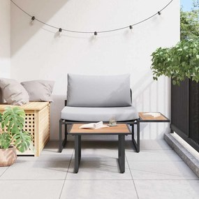 Conjunto de Sofá de Jardim de 2 Peças com Almofadas Cinzas Claras