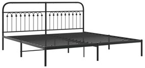 Estrutura de cama com cabeceira 200x200 cm metal preto