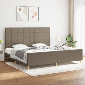 Cama sem colchão 200x200 cm tecido cinzento-acastanhado