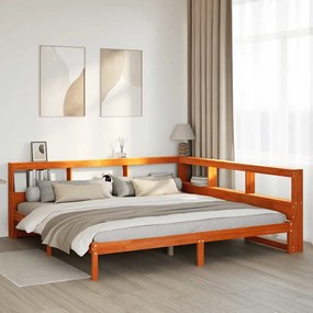 vidaXL Cama com estante sem colchão 180x200 cm pinho maciço