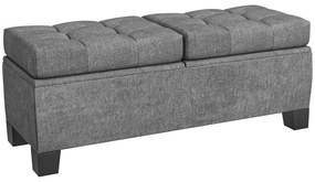 HOMCOM Bancode Arrumação em Tecido com Estofamento Capitonê 116x41x47 cm Cinzento | Aosom Portugal