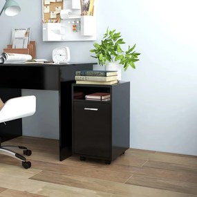 vidaXL Móvel de apoio com rodas 33x38x60 cm contraplacado preto