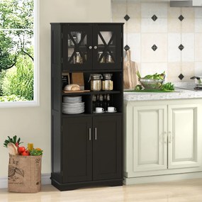 Armário de banho ou cozinha 60 x 30 x 145 cm  com portas e 3 cubos  para despensa com prateleiras ajustáveis Preto