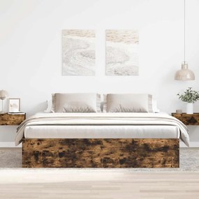 Estrutura de cama 200x200 cm carvalho fumado