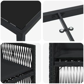 Conjunto de Jantar de 5 Peças para Jardim com Almofadas Preto Polyratt