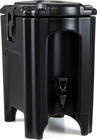 Dispensador bebidas térmico de 16,5 L com torneira antigotejamento e pega de transporte 46 x 30 x 51 cm para campismo, festas e catering Preto