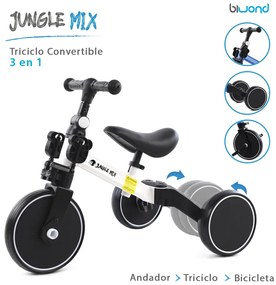 Triciclo infantil conversível 3 em 1 Jungle Mix Branco Biwond