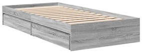 Estrutura de cama c/ gavetas derivados madeira cinza sonoma
