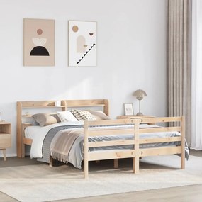 Estrutura de cama com cabeceira 120x200 cm pinho maciço