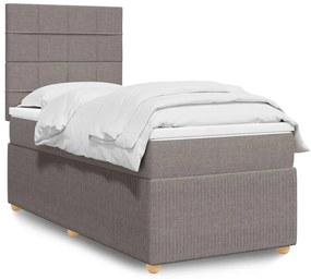 Cama com molas/colchão 100x200 cm tecido cinza-acastanhado
