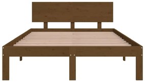 Estrutura cama pequena de casal 120x190 cm madeira castanho-mel