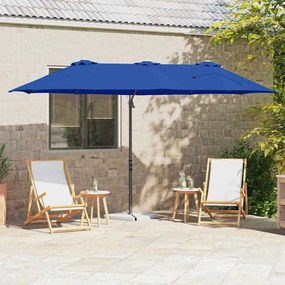 vidaXL Guarda-sol cantilever de jardim azul ciano 372 x 198 x 253 cm